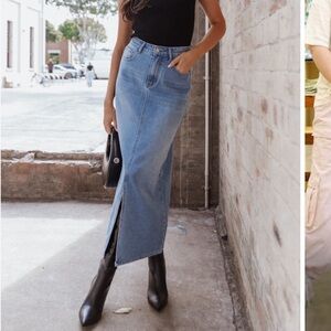 Petal & Pup Blue Denim Midi Skirt